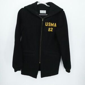 Vintage USMA West Point Hoodie Mens Medium Black Full Zip 1982 Military Academy